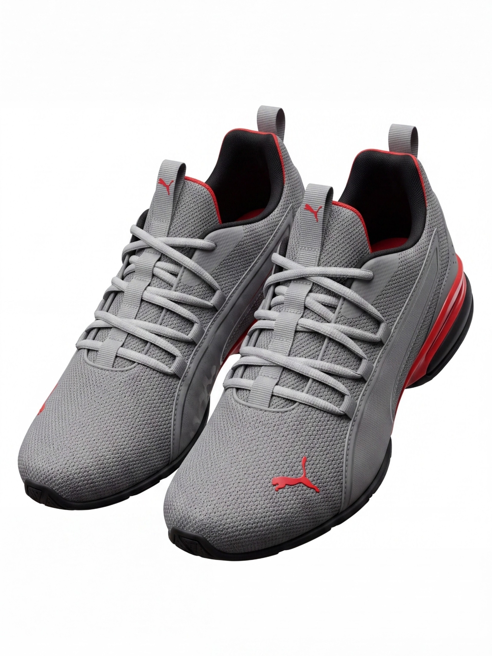 Puma Men’s Grey Athletic Shoes with Red Highlights